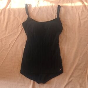 Vintage 1960s Jantzen Black Ribbed Swimsuit